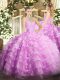 New Arrival Lilac Sweetheart Lace Up Beading and Ruffled Layers Quinceanera Dress Sleeveless
