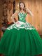 New Arrival Dark Green Lace Up Quinceanera Dress Embroidery Sleeveless Floor Length