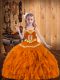 Organza Straps Sleeveless Lace Up Embroidery and Ruffles Kids Pageant Dress in Orange