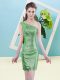 Gorgeous Green Zipper One Shoulder Sequins Prom Gown Sequined Sleeveless