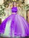 Sleeveless Ruffles Criss Cross Quince Ball Gowns