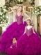 Customized Sleeveless Lace Up Floor Length Beading and Ruffles Sweet 16 Dress