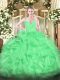 Floor Length Ball Gowns Sleeveless Green Sweet 16 Dress Zipper Floor Length Ball Gowns Sleeveless Green Sweet 16 Dress Zipper
