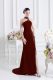 Clearance Wine Red Evening Dress Prom and Party with Beading Halter Top Sleeveless Sweep Train Lace Up
