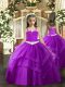 Floor Length Ball Gowns Sleeveless Purple Little Girl Pageant Dress Lace Up