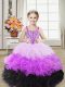 Multi-color Kids Pageant Dress Sweet 16 and Quinceanera with Beading and Ruffles Straps Sleeveless Lace Up
