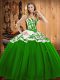 Popular Sweetheart Sleeveless Satin and Tulle Sweet 16 Quinceanera Dress Appliques and Embroidery Lace Up