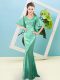 Luxurious V-neck Half Sleeves Sequined Prom Dress Sequins Zipper