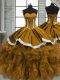 Perfect Yellow Ball Gowns Beading and Ruffles Sweet 16 Dresses Lace Up Organza Sleeveless Floor Length
