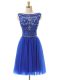 Graceful Royal Blue Bateau Neckline Beading Homecoming Dress Sleeveless Zipper