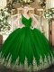 Shining Green Sleeveless Tulle Zipper Sweet 16 Dress for Sweet 16 and Quinceanera