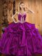 Romantic Floor Length Ball Gowns Sleeveless Fuchsia Quinceanera Dress Lace Up