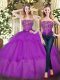 Comfortable Sleeveless Tulle Floor Length Lace Up Quinceanera Dresses in Eggplant Purple with Beading and Ruffled Layers Comfortable Sleeveless Tulle Floor Length Lace Up Quinceanera Dresses in Eggplant Purple with Beading and Ruffled Layers