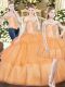 Glittering Orange Red Lace Up Off The Shoulder Beading and Ruffled Layers Quinceanera Dress Organza Sleeveless