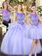 Deluxe Scoop Sleeveless Zipper Sweet 16 Dress Lavender Organza