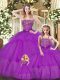 Ball Gowns Quince Ball Gowns Purple Sweetheart Organza Sleeveless Floor Length Lace Up