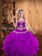 Wonderful Purple Straps Lace Up Embroidery and Ruffles Little Girls Pageant Dress Wholesale Sleeveless