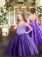 Affordable Floor Length Purple Kids Pageant Dress Spaghetti Straps Sleeveless Lace Up
