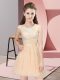 Flirting Champagne Sleeveless Mini Length Lace Side Zipper Dama Dress