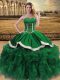 Green Sweetheart Lace Up Beading and Ruffles Quinceanera Dresses Sleeveless
