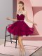 High Quality Fuchsia Empire Halter Top Sleeveless Chiffon Mini Length Zipper Beading Homecoming Dress