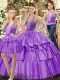 Pretty Floor Length Eggplant Purple Quinceanera Gown Straps Sleeveless Lace Up