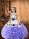 Top Selling Sleeveless Embroidery and Ruffles Lace Up Little Girls Pageant Dress