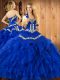 Glorious Sleeveless Lace Up Floor Length Embroidery and Ruffles Sweet 16 Dresses