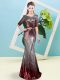 Multi-color Scoop Zipper Sequins Prom Party Dress Half Sleeves
