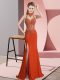 Best Selling Orange Red High-neck Backless Lace and Appliques Prom Dress Sleeveless