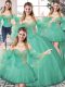 High Quality Turquoise Tulle Lace Up Sweet 16 Quinceanera Dress Sleeveless Floor Length Beading