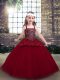 Best Straps Sleeveless Custom Made Pageant Dress Floor Length Beading Red Tulle