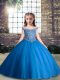 Blue V-neck Lace Up Beading Little Girls Pageant Dress Wholesale Sleeveless
