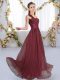Pretty Ruching Dama Dress for Quinceanera Burgundy Lace Up Sleeveless Floor Length