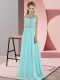 Scoop Sleeveless Prom Dress Floor Length Beading Baby Blue Chiffon Scoop Sleeveless Prom Dress Floor Length Beading Baby Blue Chiffon