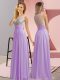 Lavender Sleeveless Chiffon Side Zipper Quinceanera Court Dresses for Wedding Party