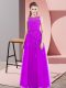 Designer Scoop Sleeveless Prom Party Dress Floor Length Beading Purple Tulle