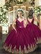 Perfect Burgundy Ball Gowns Tulle Sleeveless Embroidery Floor Length Backless Little Girls Pageant Gowns