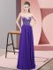 High Class Sweetheart Sleeveless Prom Gown Floor Length Beading Purple Chiffon