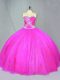Perfect Fuchsia Sleeveless Beading Floor Length Sweet 16 Quinceanera Dress