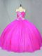 Perfect Fuchsia Sleeveless Beading Floor Length Sweet 16 Quinceanera Dress