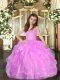 Customized Lilac Ball Gowns Organza Straps Sleeveless Ruffled Layers Floor Length Lace Up Little Girls Pageant Dress