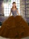 Floor Length Ball Gowns Sleeveless Brown Sweet 16 Quinceanera Dress Lace Up