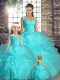 Comfortable Organza Sleeveless Floor Length Quinceanera Dresses and Beading and Ruffles
