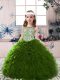 Perfect Floor Length Olive Green Kids Formal Wear Organza Sleeveless Beading and Ruffles