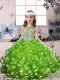 Cute Green Lace Up Scoop Beading and Ruffles Girls Pageant Dresses Organza Sleeveless
