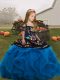 Fashionable Tulle Straps Sleeveless Lace Up Embroidery and Ruffles Little Girls Pageant Dress in Blue