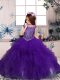 Elegant Purple Sleeveless Organza Zipper Winning Pageant Gowns for Party and Sweet 16 and Wedding Party