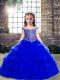 Royal Blue Scoop Neckline Beading and Pick Ups Little Girls Pageant Gowns Sleeveless Lace Up
