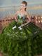 Olive Green Sweetheart Lace Up Embroidery and Ruffles 15 Quinceanera Dress Sleeveless